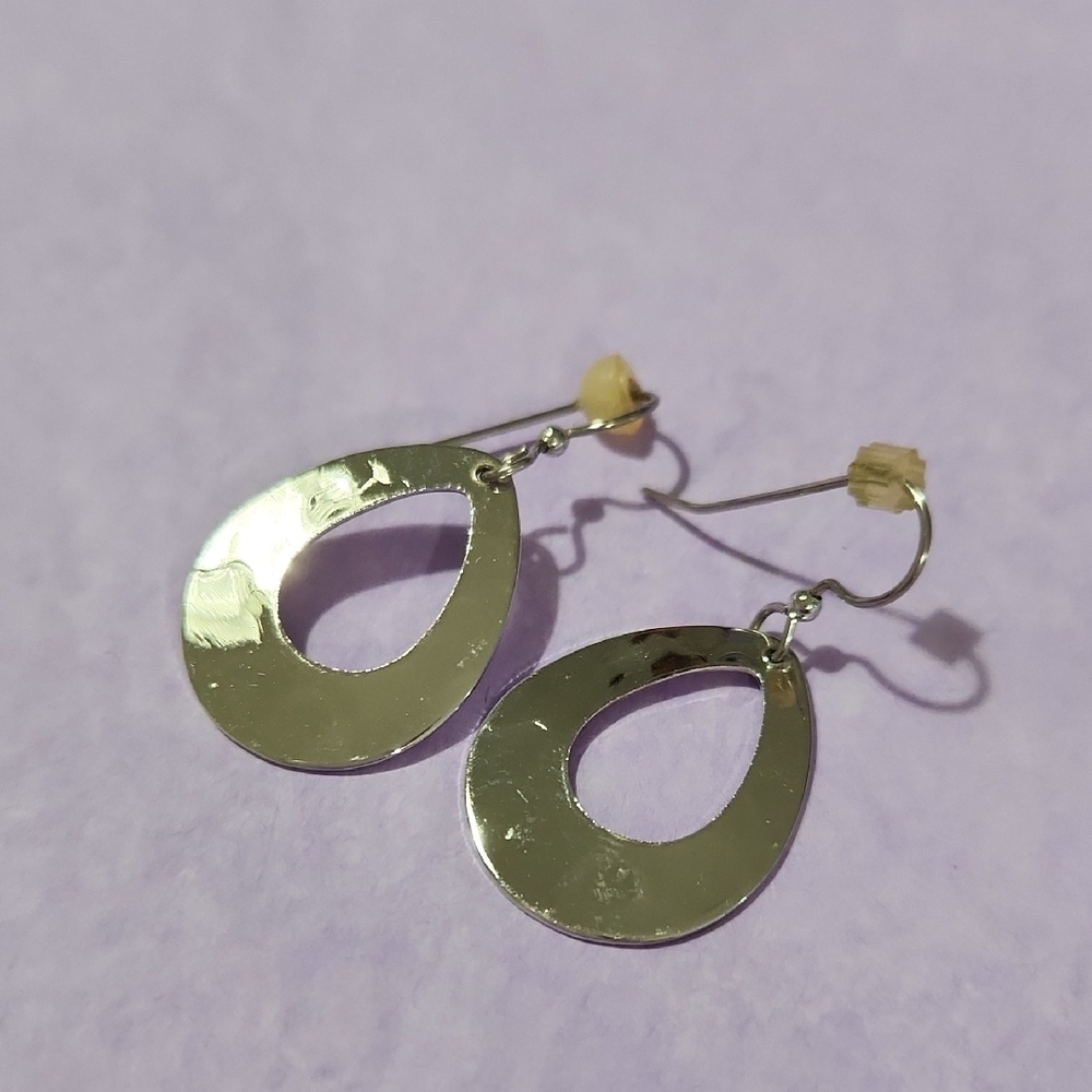 Silver Geometric Hoop Earrings Minimalist Design